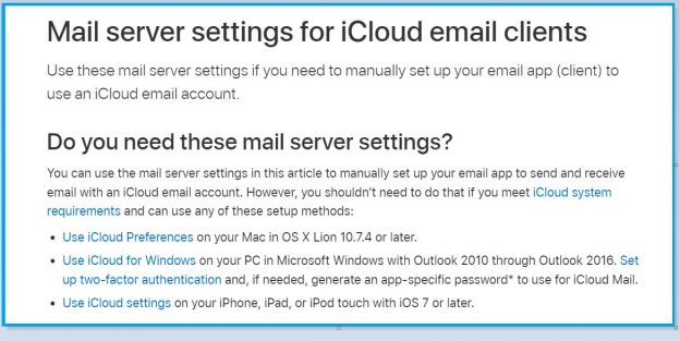 iCloud Server Settings